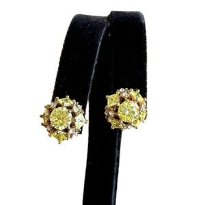 J. Crew Green Rhinestone Domed Pierced Stud Earrings